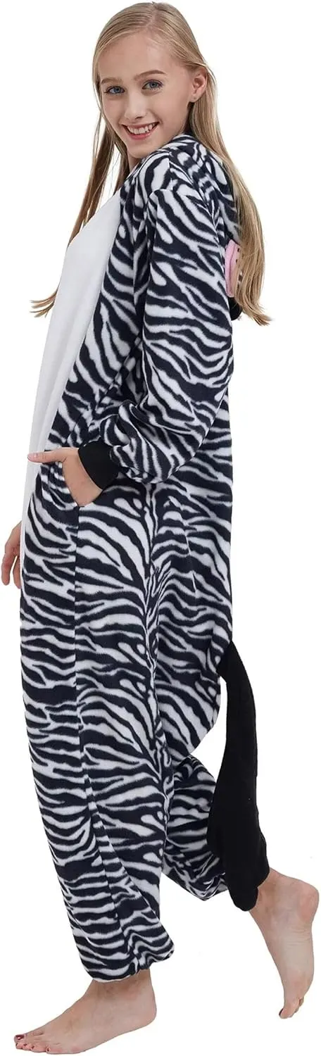 DarkCom Kids Animal Onesie,Women and Mens Cosplay Zebra Onesie Halloween Costume Christmas Pajamas Sleepwear