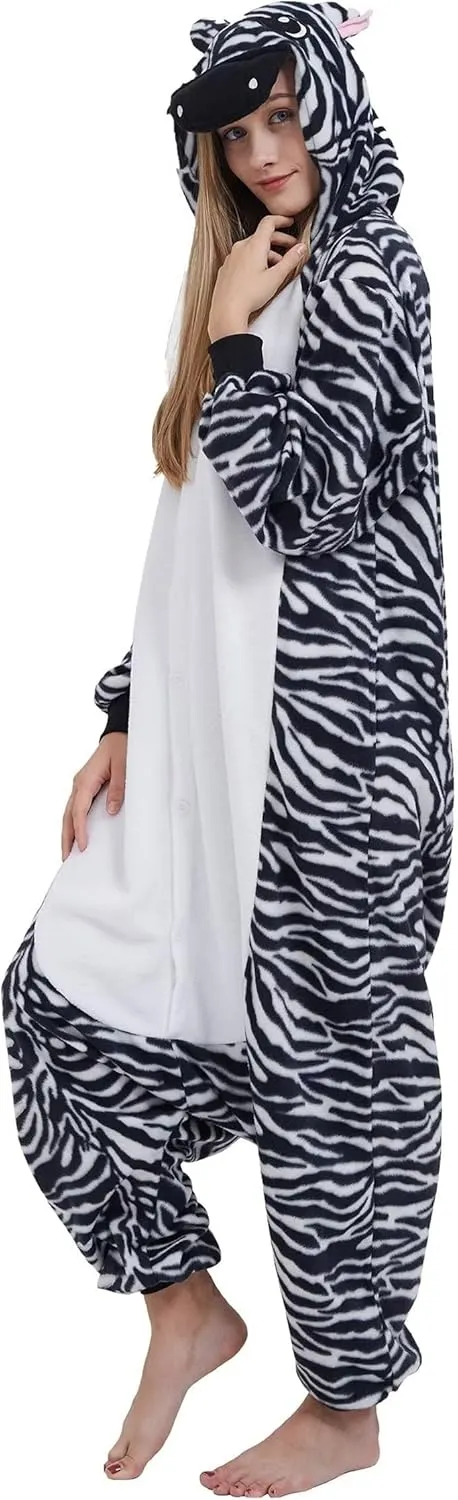 DarkCom Kids Animal Onesie,Women and Mens Cosplay Zebra Onesie Halloween Costume Christmas Pajamas Sleepwear