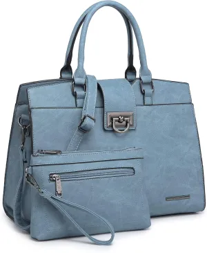 Dasein Handbags for Women Purses Monogram Satchel Purse Large Tote Ladies Handbag Shoulder Bags Top Handle Work Bag 2pcs Set