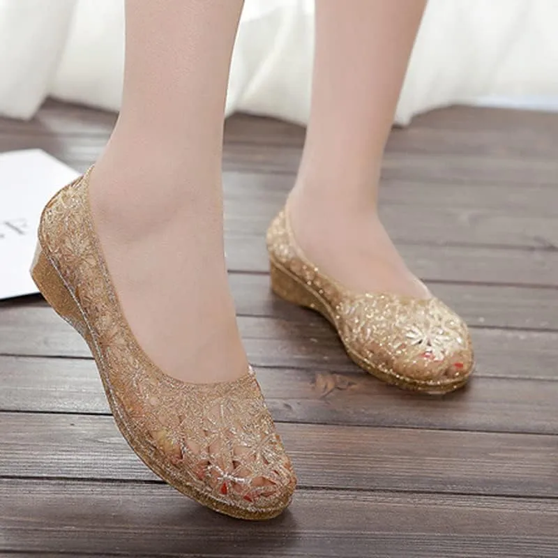 Dear Time Women Flat Heel Summer Beach Jelly Shoes