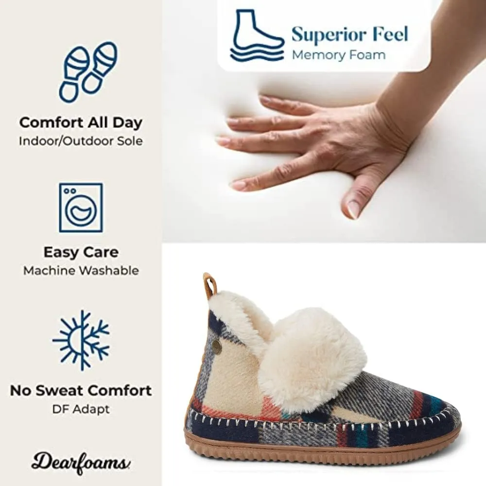Dearfoams Women's Moritz Indoor/Outdoor Cozy Bootie Camping Furry Slipper