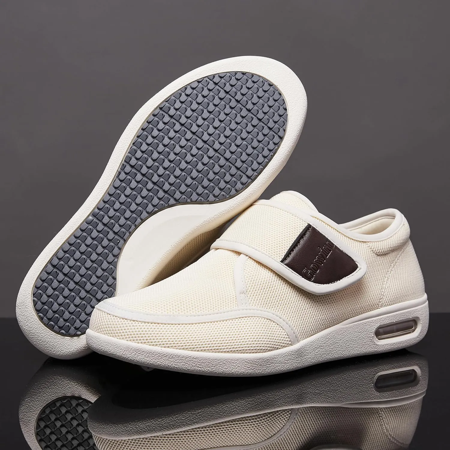 Diabetes Shoes Wide Version Elderly Shoes, No Need to tie Shoelaces Anti-Skid Breathable Light Expansion Foot Walking Edema Thickened and Widened Sole Walking Shoes