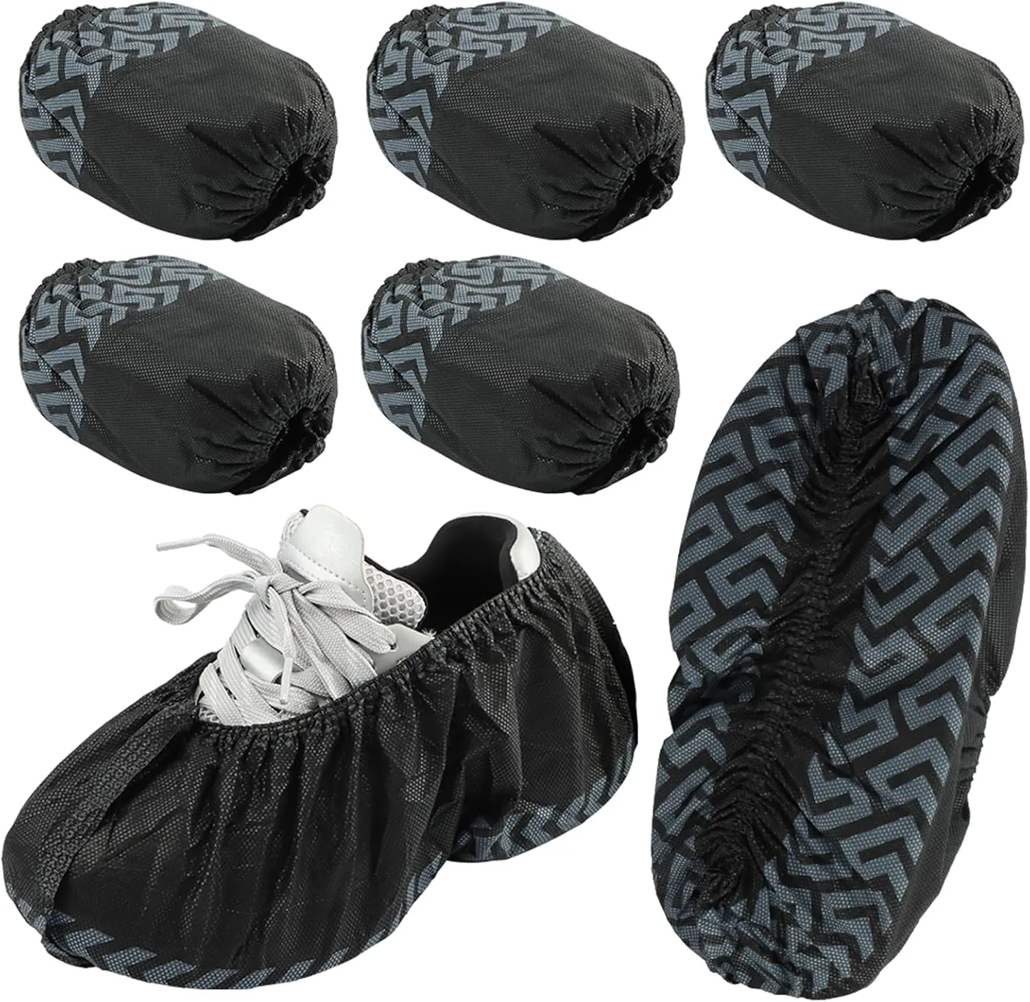 Disposable Shoe Covers, 100 Pack, Non-Woven Fabric, Fits Men's Size 8.5 and Women's 10, Double-Elastic Band