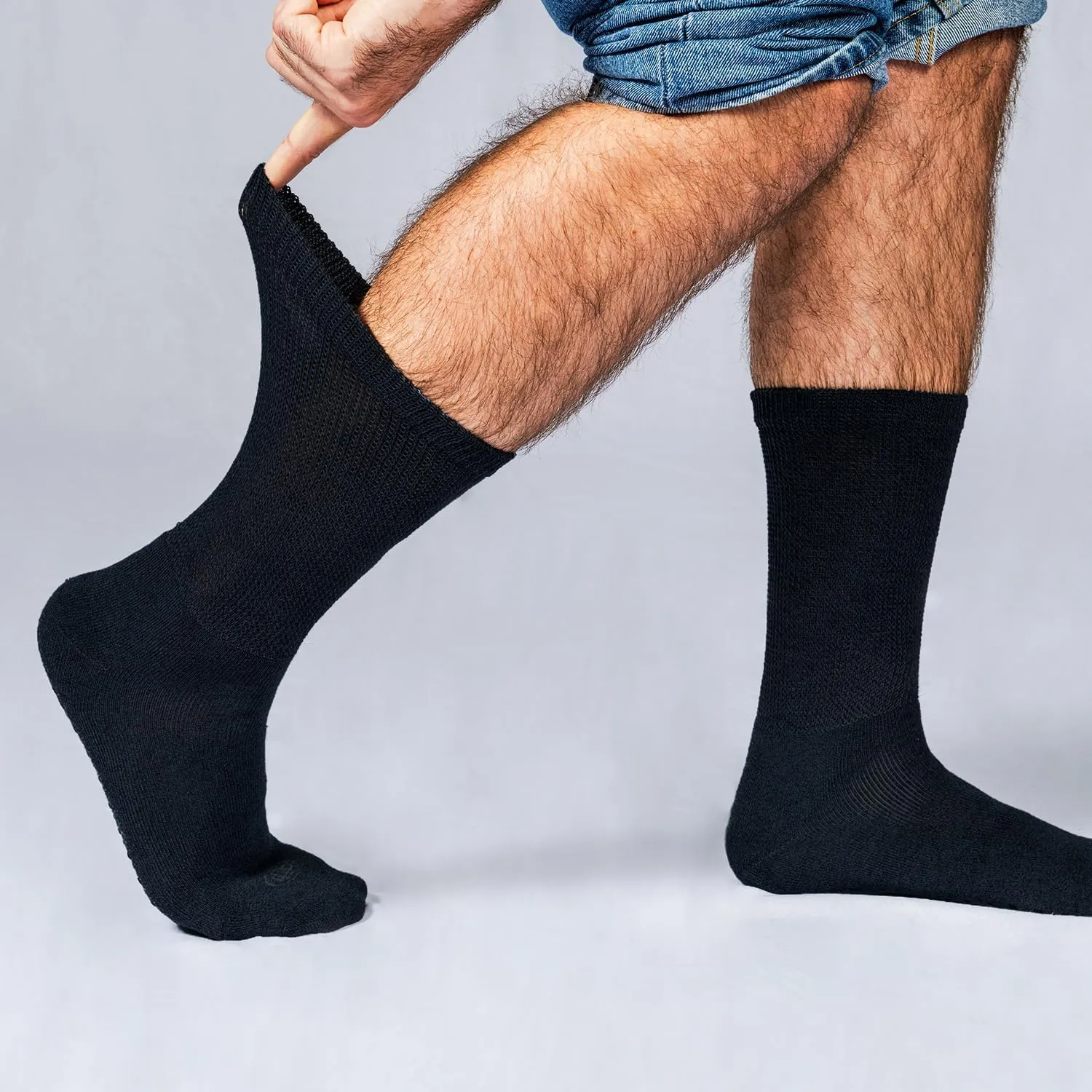 Doctor's Choice Diabetic Socks for Men, Seamless Socks with Non Binding Top, 4 Pairs, Large 9-12 & X-Large 13-15