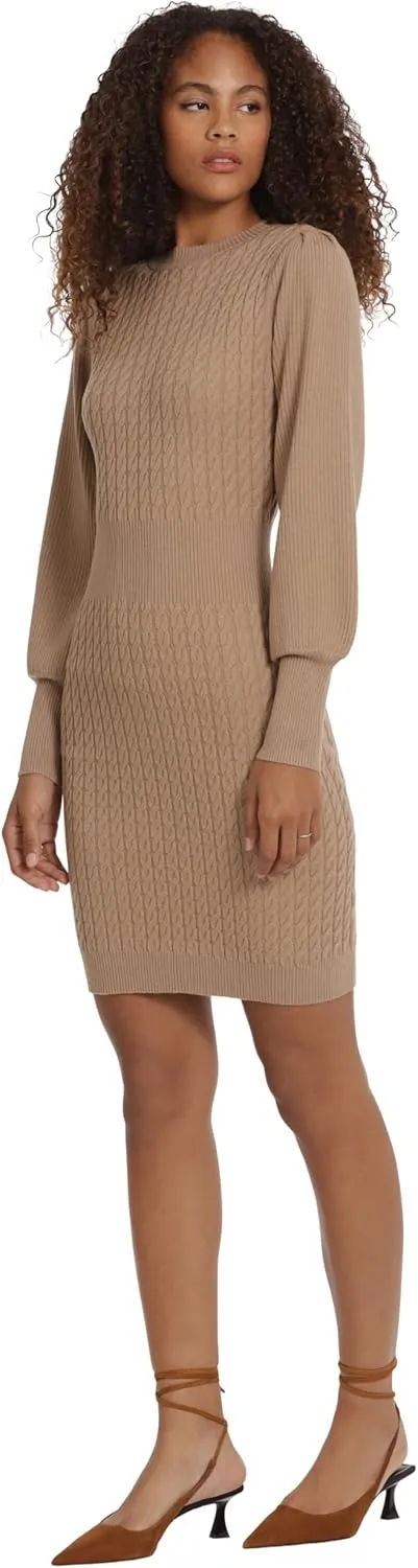 Donna Morgan Mixed Cable Knit Fall Winter Sweater Dresses for Women