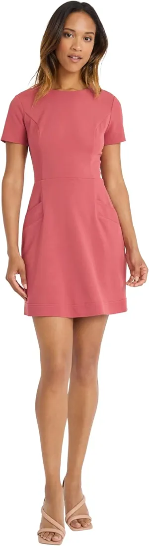Donna Morgan Women's Jewel Neck Fit and Flare Desk to Dinner Dress Workwear Career Office Event Guest of