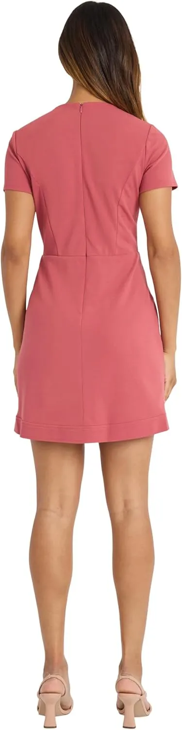 Donna Morgan Women's Jewel Neck Fit and Flare Desk to Dinner Dress Workwear Career Office Event Guest of