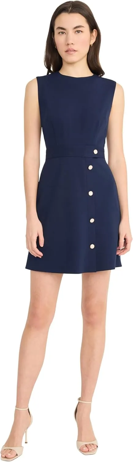 Donna Morgan Women's Sleeveless Button Front Sheath Fitted Waist-Professional Wear-Wedding Guest Dress