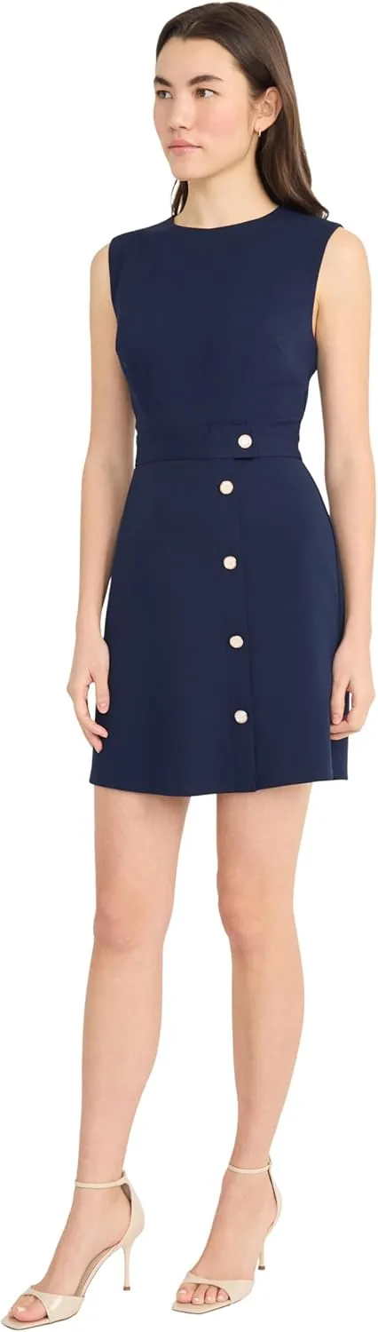 Donna Morgan Women's Sleeveless Button Front Sheath Fitted Waist-Professional Wear-Wedding Guest Dress