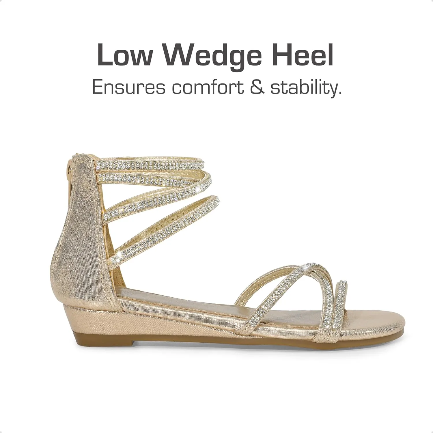 DREAM PAIRS Girls Ankle Strap Flat Sandals Summer Dressy Strappy Gladiator Rhinestones Platform Low Heels Shoes