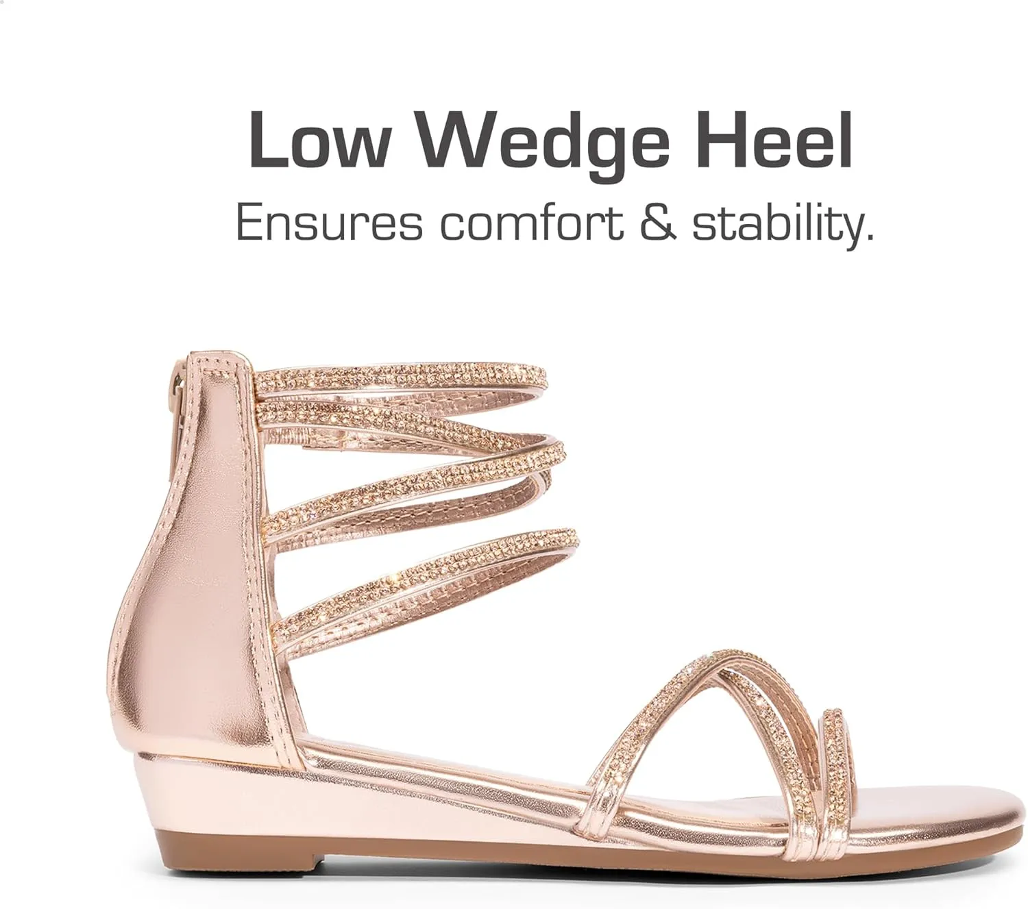 DREAM PAIRS Girls Ankle Strap Flat Sandals Summer Dressy Strappy Gladiator Rhinestones Platform Low Heels Shoes