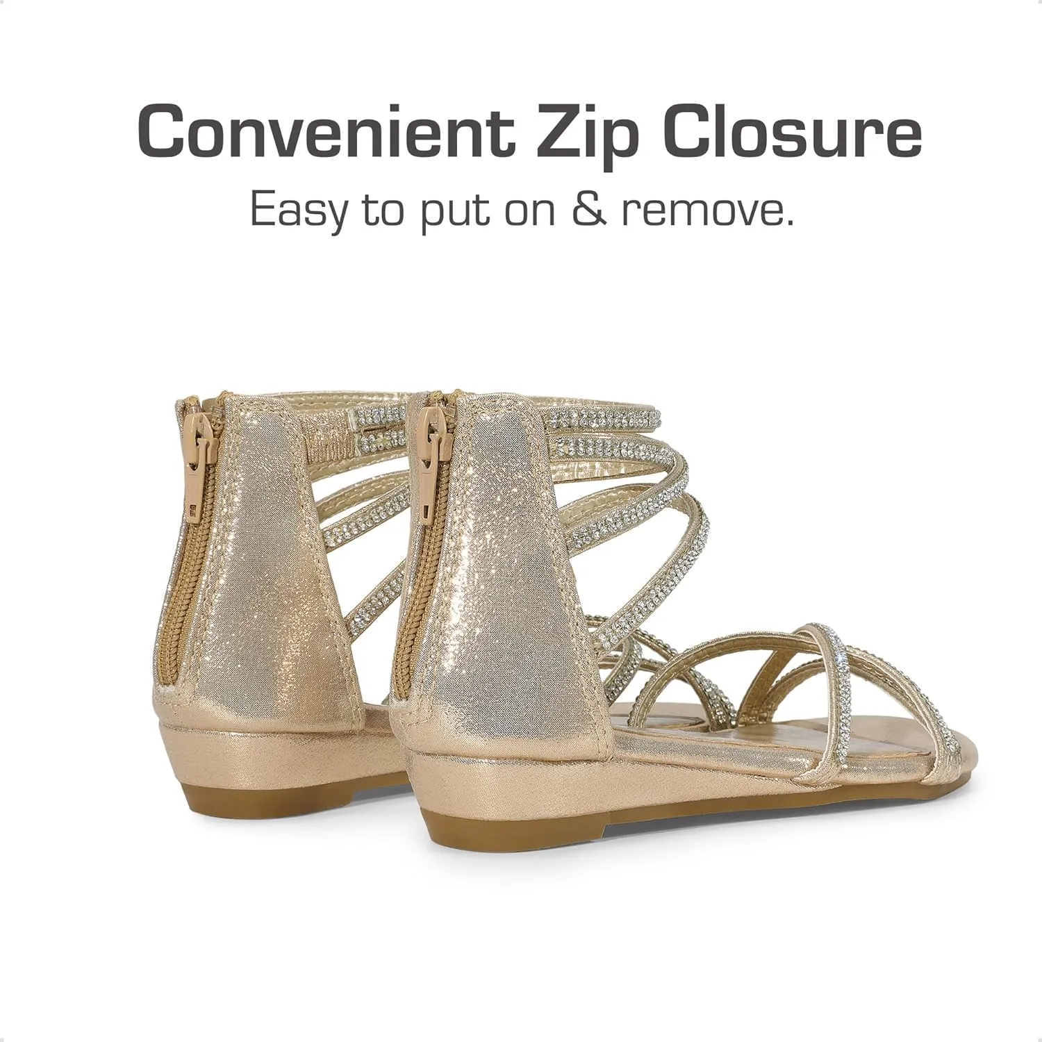 DREAM PAIRS Girls Ankle Strap Flat Sandals Summer Dressy Strappy Gladiator Rhinestones Platform Low Heels Shoes