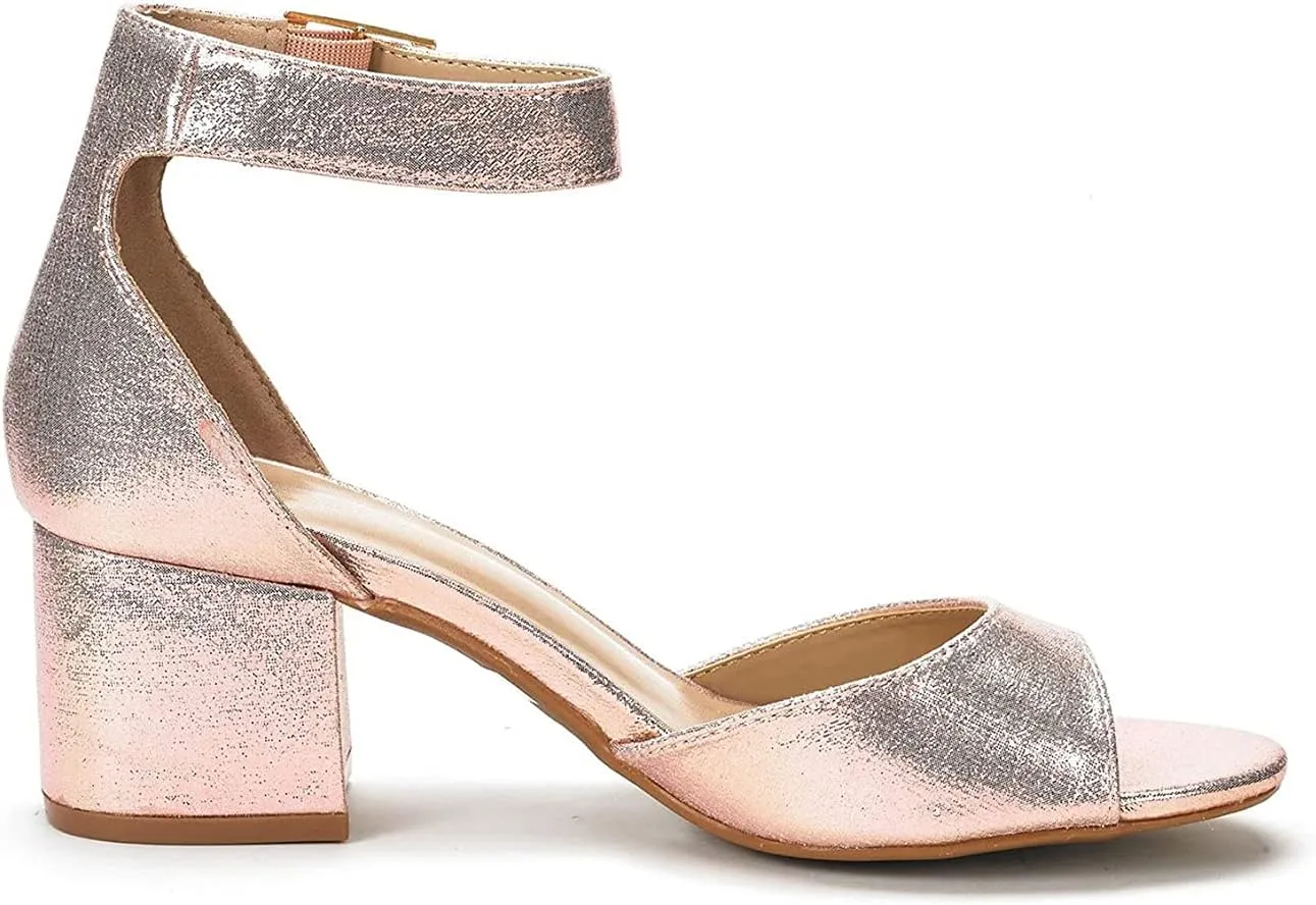 DREAM PAIRS Womens Chunkle Low Heel Pump Ankle Strap Dress Sandal