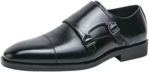 Dress Oxford Shoes for Men Double Monk Strap Social Shoes Black Mens Dress Shoes Genuine Leather Business Shoes Mens Wedding Groom Shoes