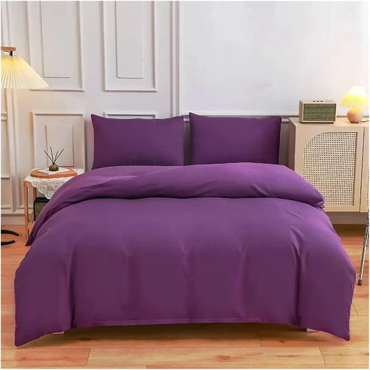 Duvet Cover Sets, Duvet Cover Set Green Reversible Bedding Set with Duvet Cover Sheet Pillowcase 4 Piece Home Textile Products(B,Twin)