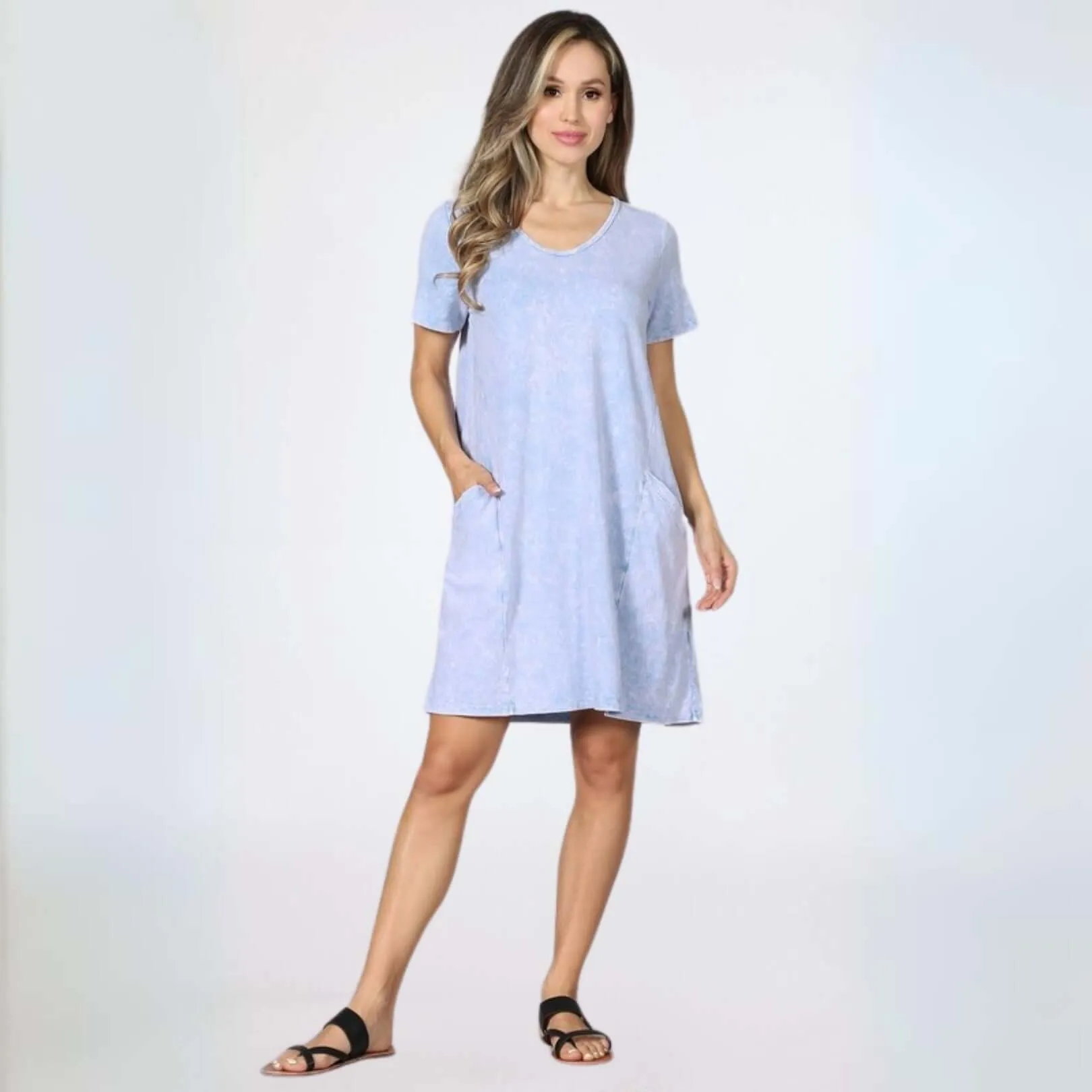Easy Going Casual Cotton Dress with Short Sleeves