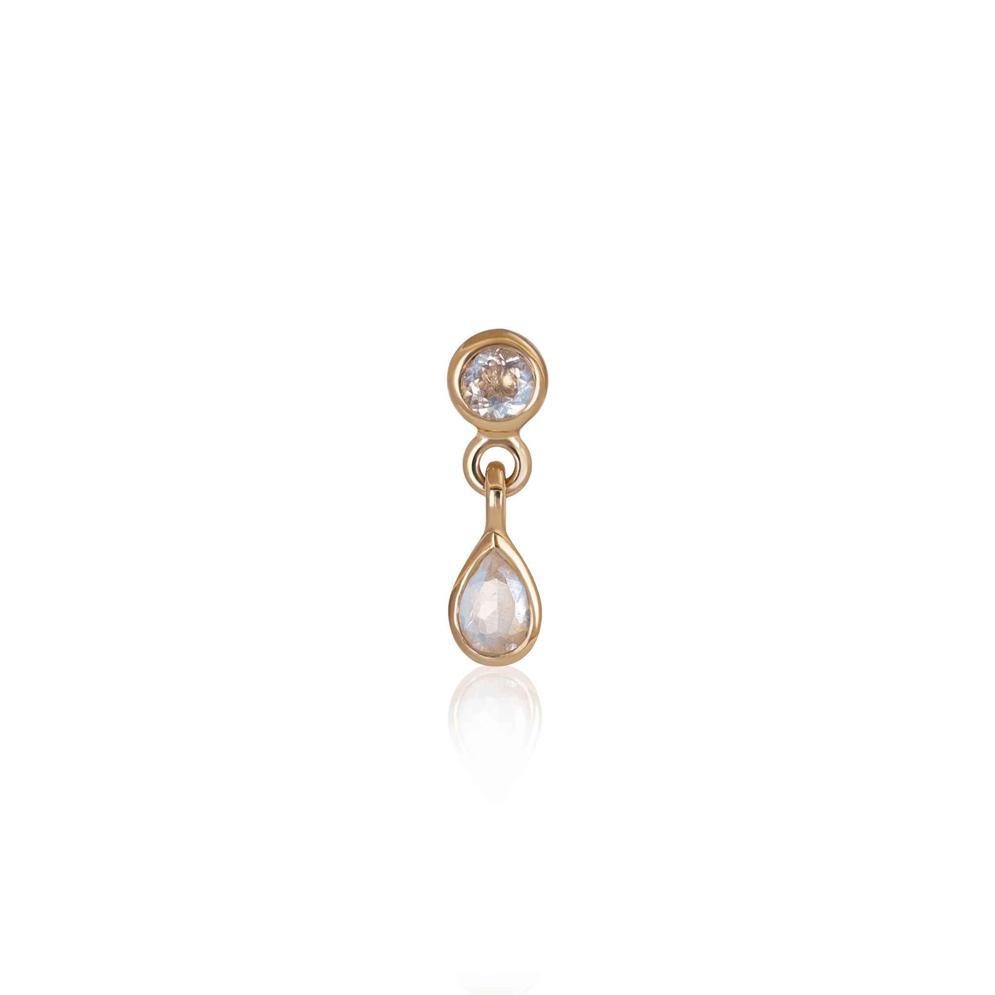 Echo • Dangle Charm Gemstone Threadless Ends • Rainbow Moonstone