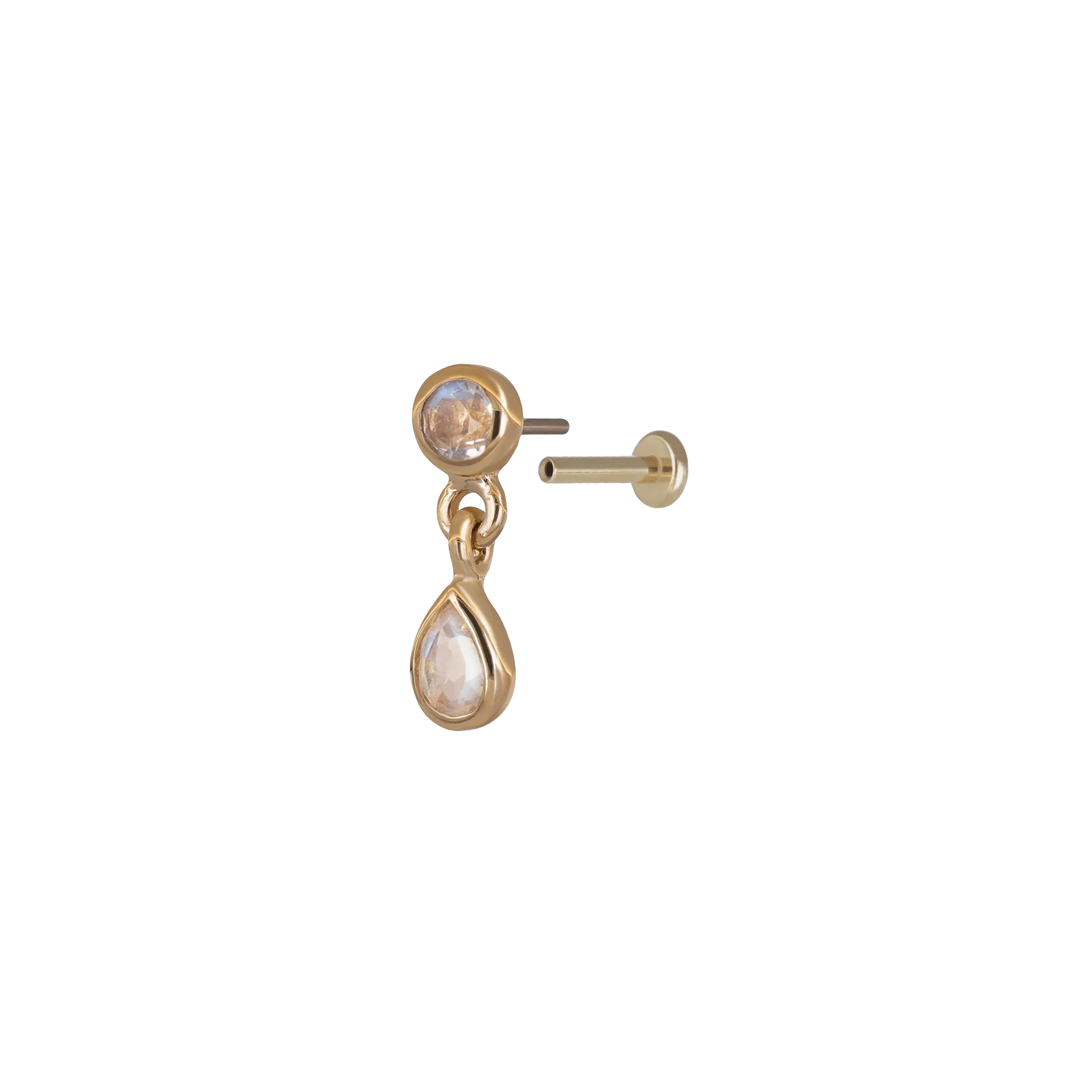 Echo • Dangle Charm Gemstone Threadless Ends • Rainbow Moonstone