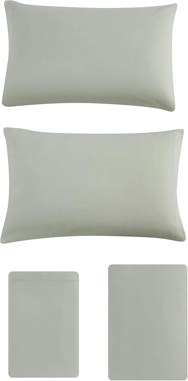 Eddie Bauer - Queen Sheets, Cotton Flannel Bedding Set, Brushed for Extra Softness, Cozy Home Decor (Green, Queen)
