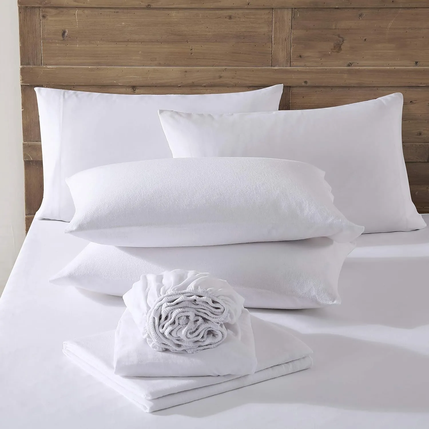 Eddie Bauer - Queen Sheets, Cotton Flannel Bedding Set, Brushed for Extra Softness, Cozy Home Decor (White, Queen)