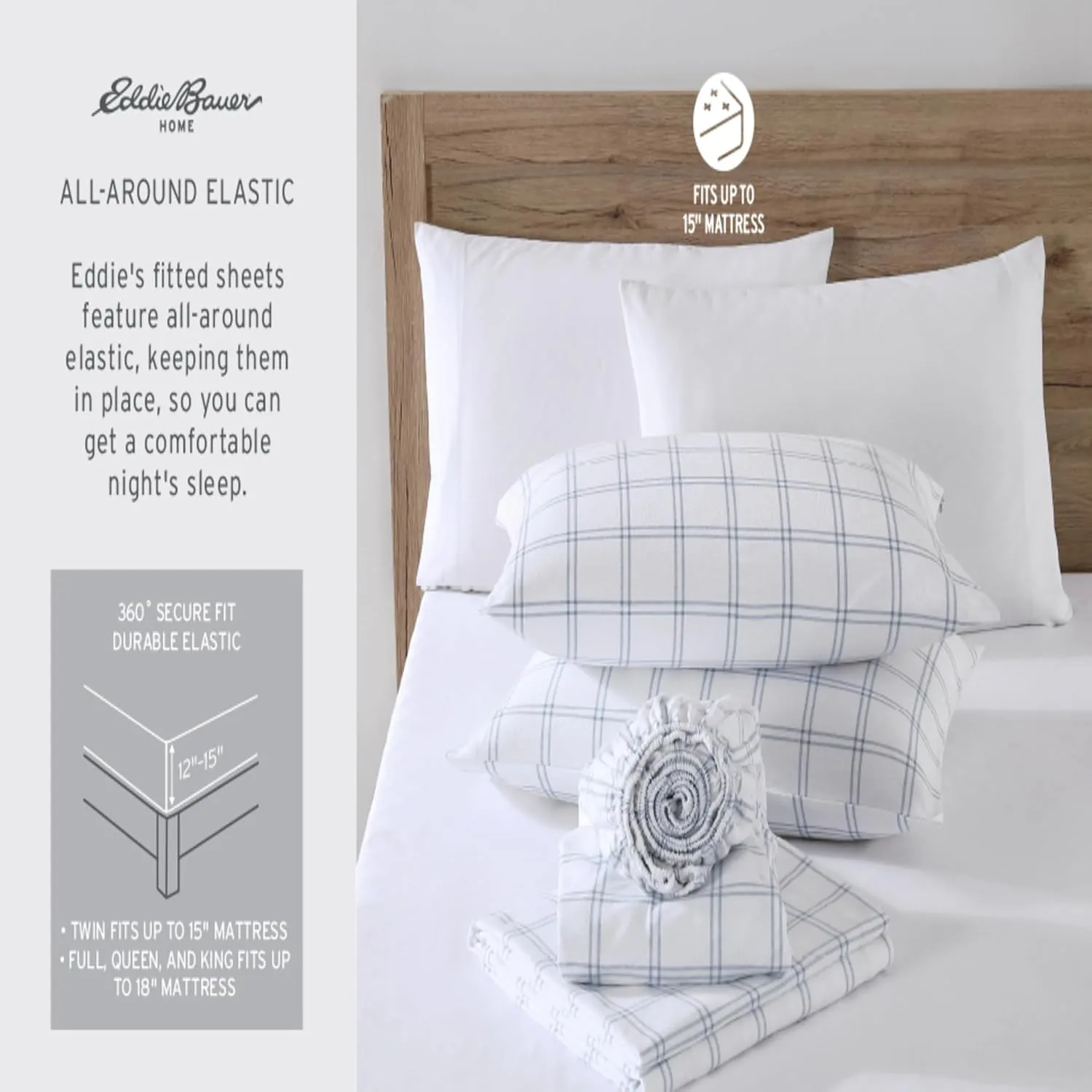 Eddie Bauer - Twin Sheet Set, Warm Breathable Cotton Flannel Bedding with Deep Pockets, Brushed for Extra Softness, Cozy Home Decor, Oeko-Tex Certified (Beacon Hill Ivory, Twin)