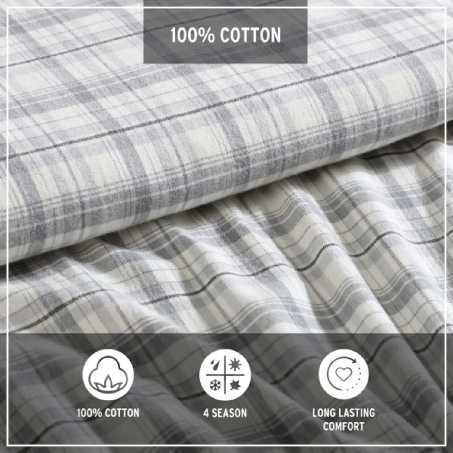 Eddie Bauer - Twin Sheet Set, Warm Breathable Cotton Flannel Bedding with Deep Pockets, Brushed for Extra Softness, Cozy Home Decor, Oeko-Tex Certified (Beacon Hill Ivory, Twin)