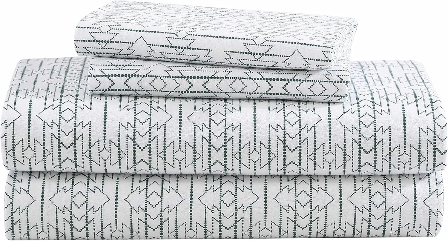 Eddie Bauer- Twin XL Sheet Set, Warm Breathable Cotton Flannel Bedding with Deep Pockets, Brushed for Extra Softness, Cozy Home Decor, Oeko-Tex Certified (Wildwood Green, Twin XL)