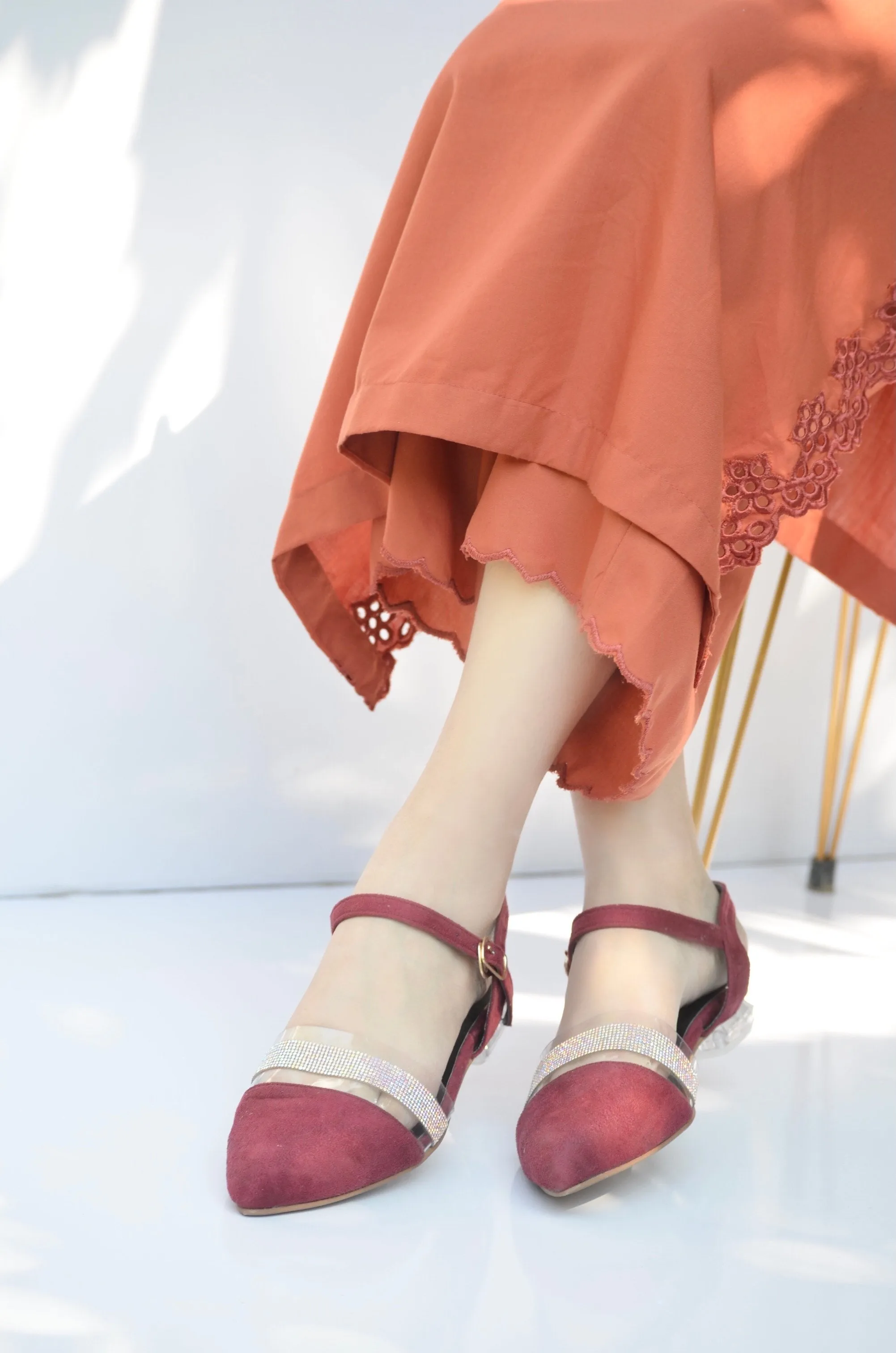Elegant Burgundy Flat Sandals