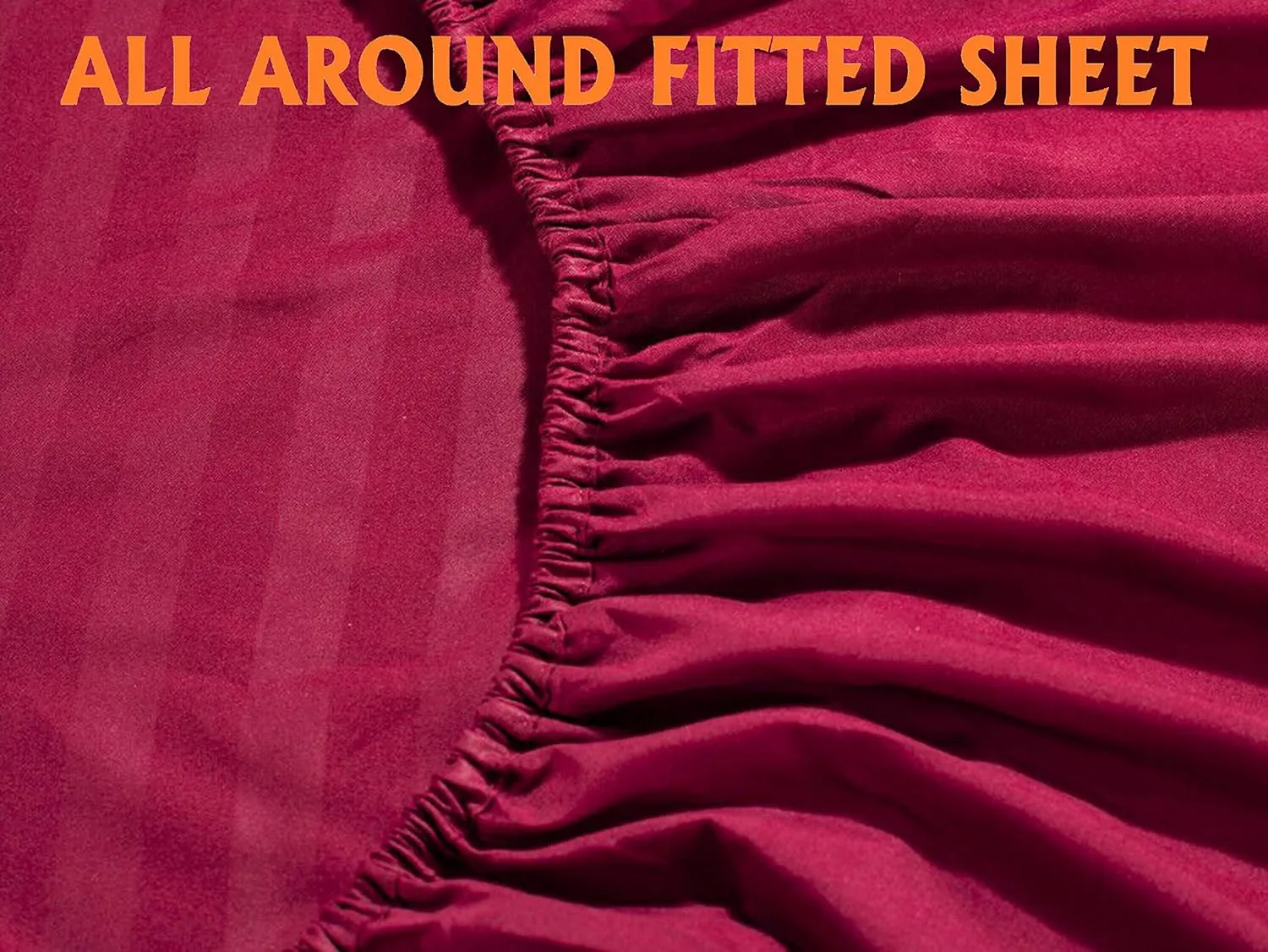 Elegant Comfort Best, Softest, Coziest 6-Piece Sheet Sets! - 1500 Premier Hotel Quality Luxurious Wrinkle Resistant 6-Piece Damask Stripe Bed Sheet Set, California King Burgundy