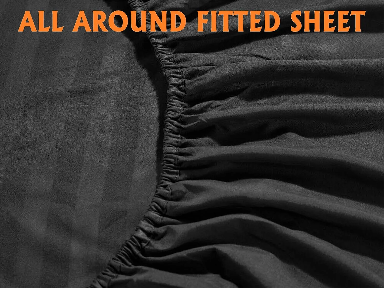 Elegant Comfort Best, Softest, Coziest 6-Piece Sheet Sets! - 1500 Premier Hotel Quality Luxurious Wrinkle Resistant 6-Piece Damask Stripe Bed Sheet Set, Queen Black