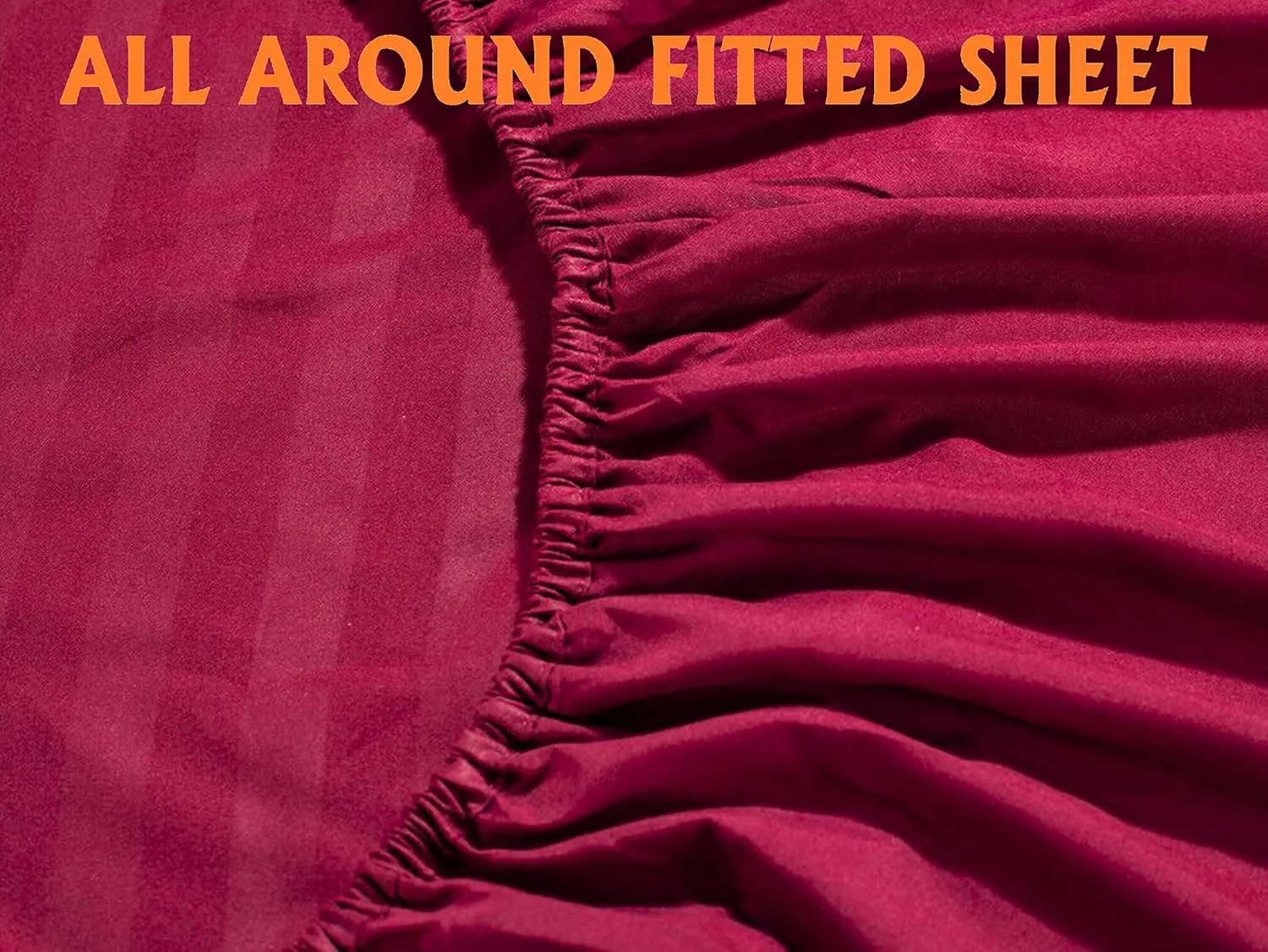 Elegant Comfort Best, Softest, Coziest 6-Piece Sheet Sets! - 1500 Premier Hotel Quality Luxurious Wrinkle Resistant 6-Piece Damask Stripe Bed Sheet Set, Queen Burgundy