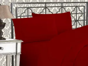 Elegant Comfort Luxurious 1500 Premium Hotel Quality Microfiber Three Line Embroidered Softest 4-Piece Bed Sheet Set, Wrinkle and Fade Resistant, King, Burgundy
