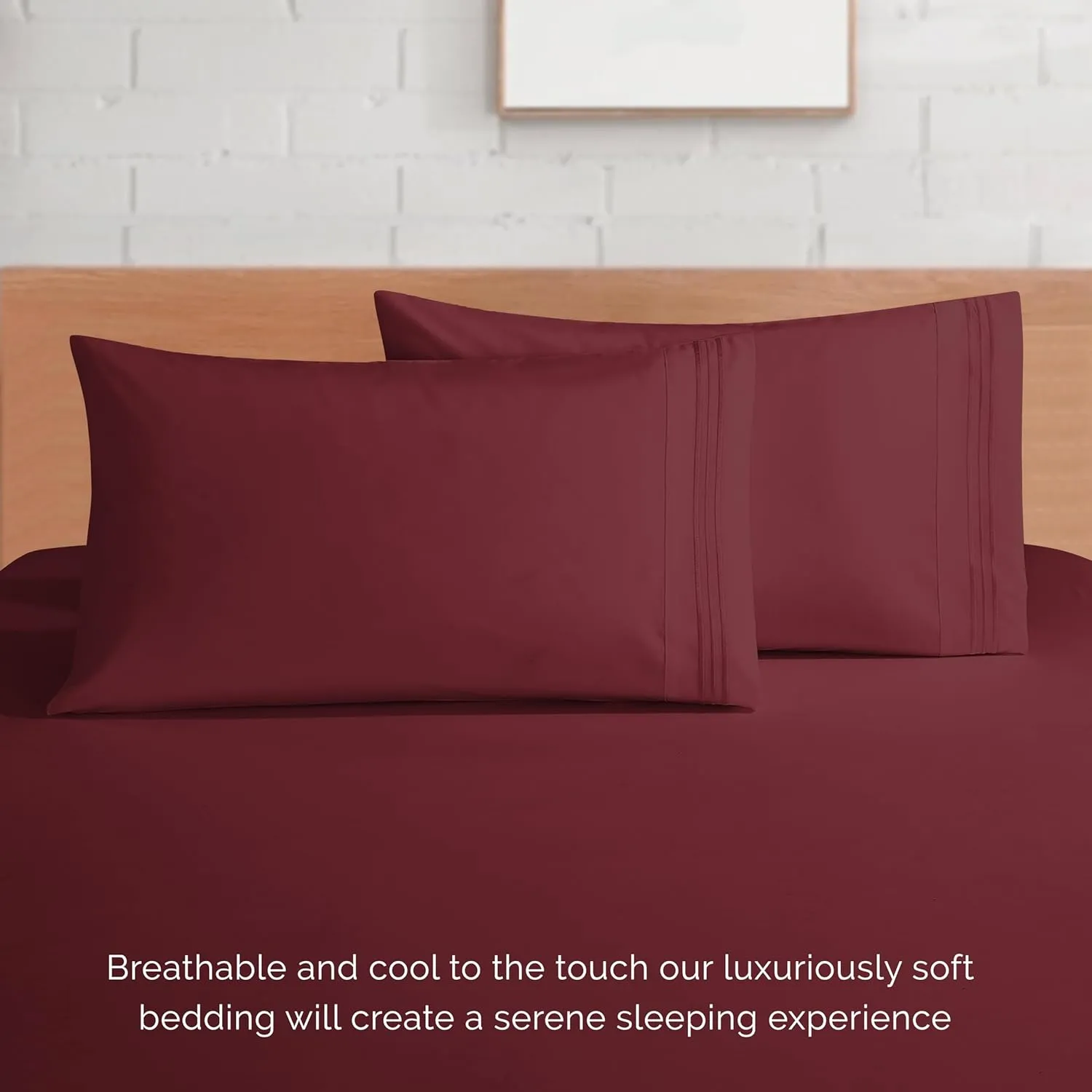 Elegant Comfort Luxury 1500 Premium Hotel Quality Microfiber 4-Piece Sheet Set - Soft, All Around Elastic 18-24 Inches Deep Fitted Sheet - Extra Deep Pocket Sheets, King, Burgundy