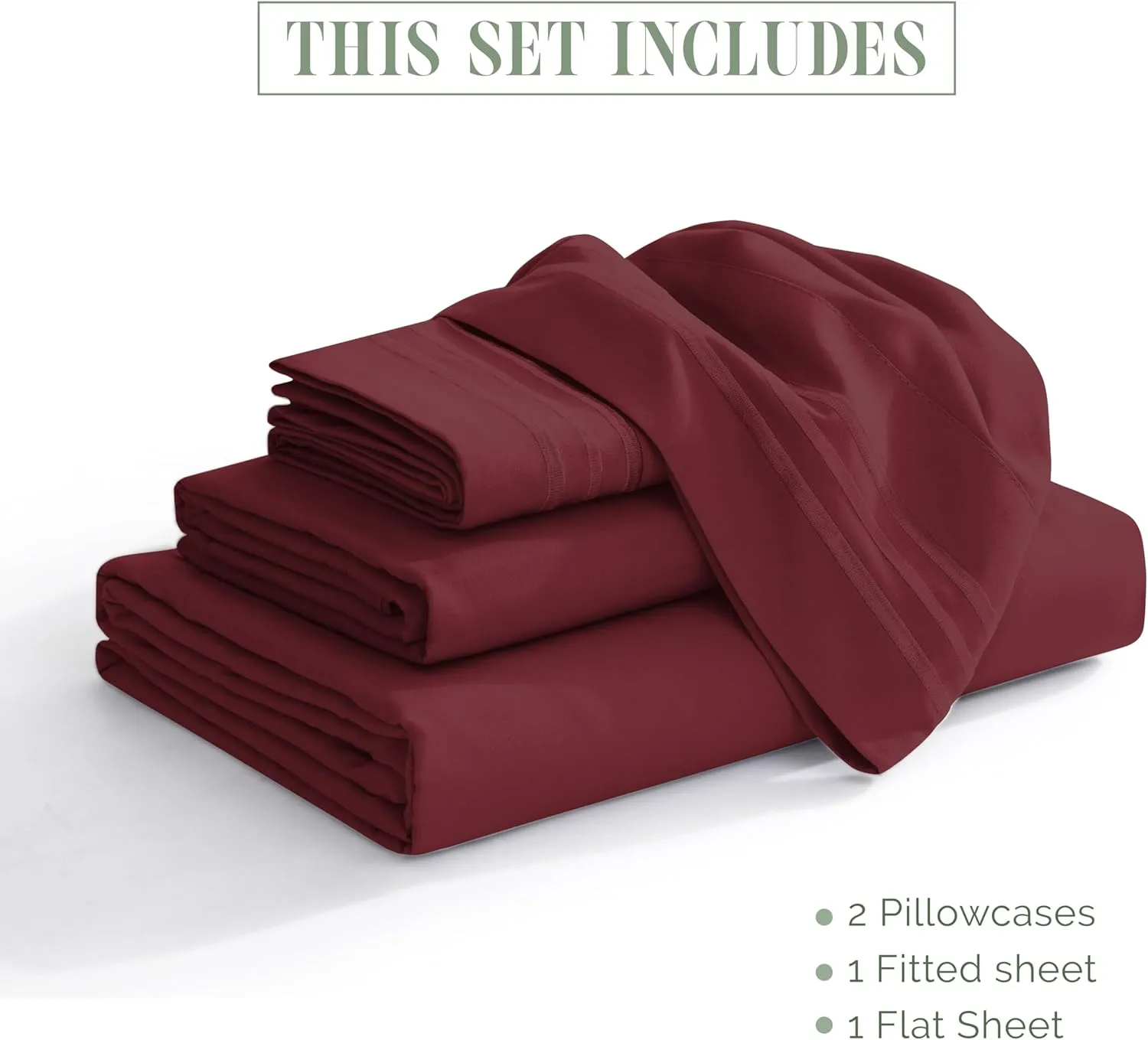 Elegant Comfort Luxury 1500 Premium Hotel Quality Microfiber 4-Piece Sheet Set - Soft, All Around Elastic 18-24 Inches Deep Fitted Sheet - Extra Deep Pocket Sheets, King, Burgundy