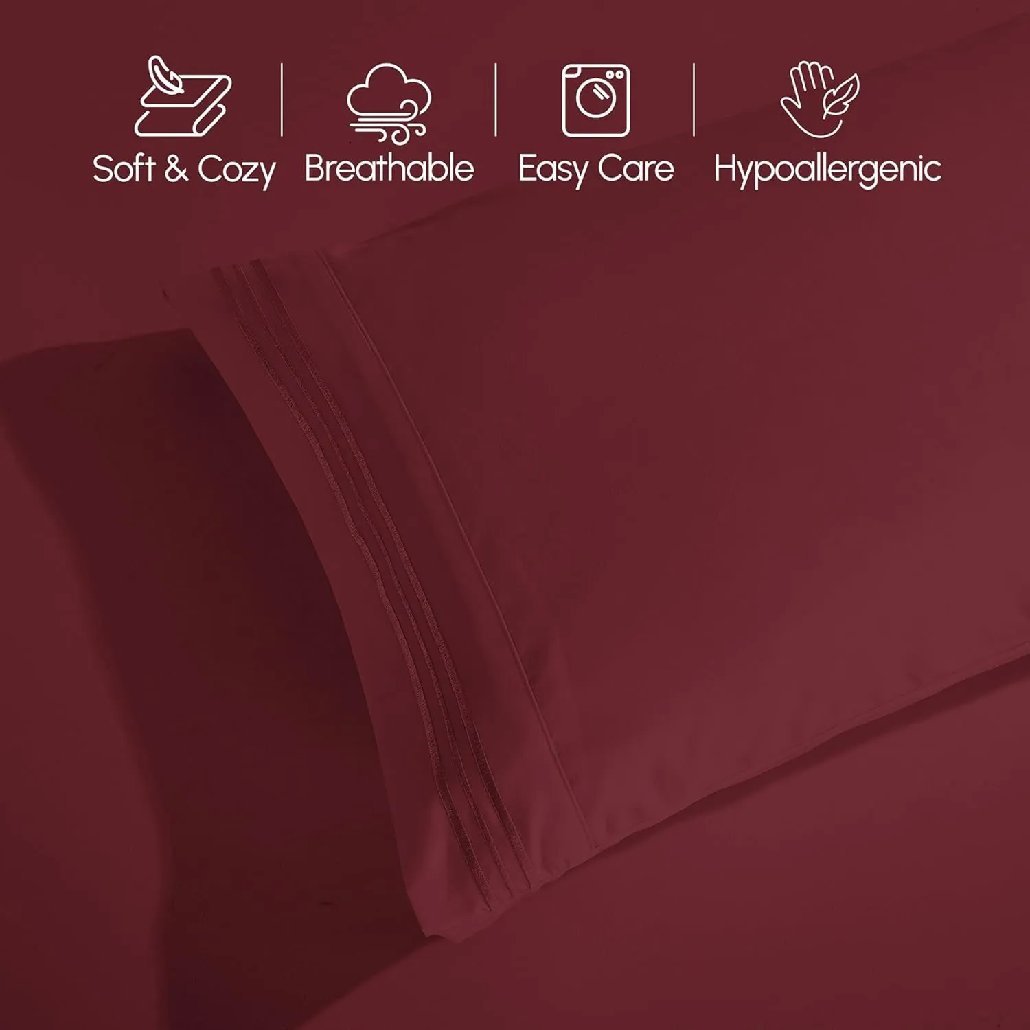 Elegant Comfort Luxury 1500 Premium Hotel Quality Microfiber 4-Piece Sheet Set - Soft, All Around Elastic 18-24 Inches Deep Fitted Sheet - Extra Deep Pocket Sheets, King, Burgundy