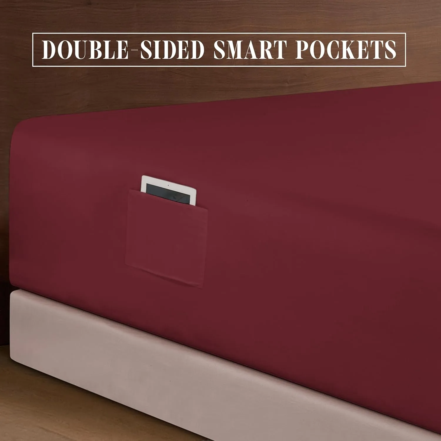 Elegant Comfort Luxury 1500 Premium Hotel Quality Microfiber 4-Piece Sheet Set - Soft, All Around Elastic 18-24 Inches Deep Fitted Sheet - Extra Deep Pocket Sheets, King, Burgundy