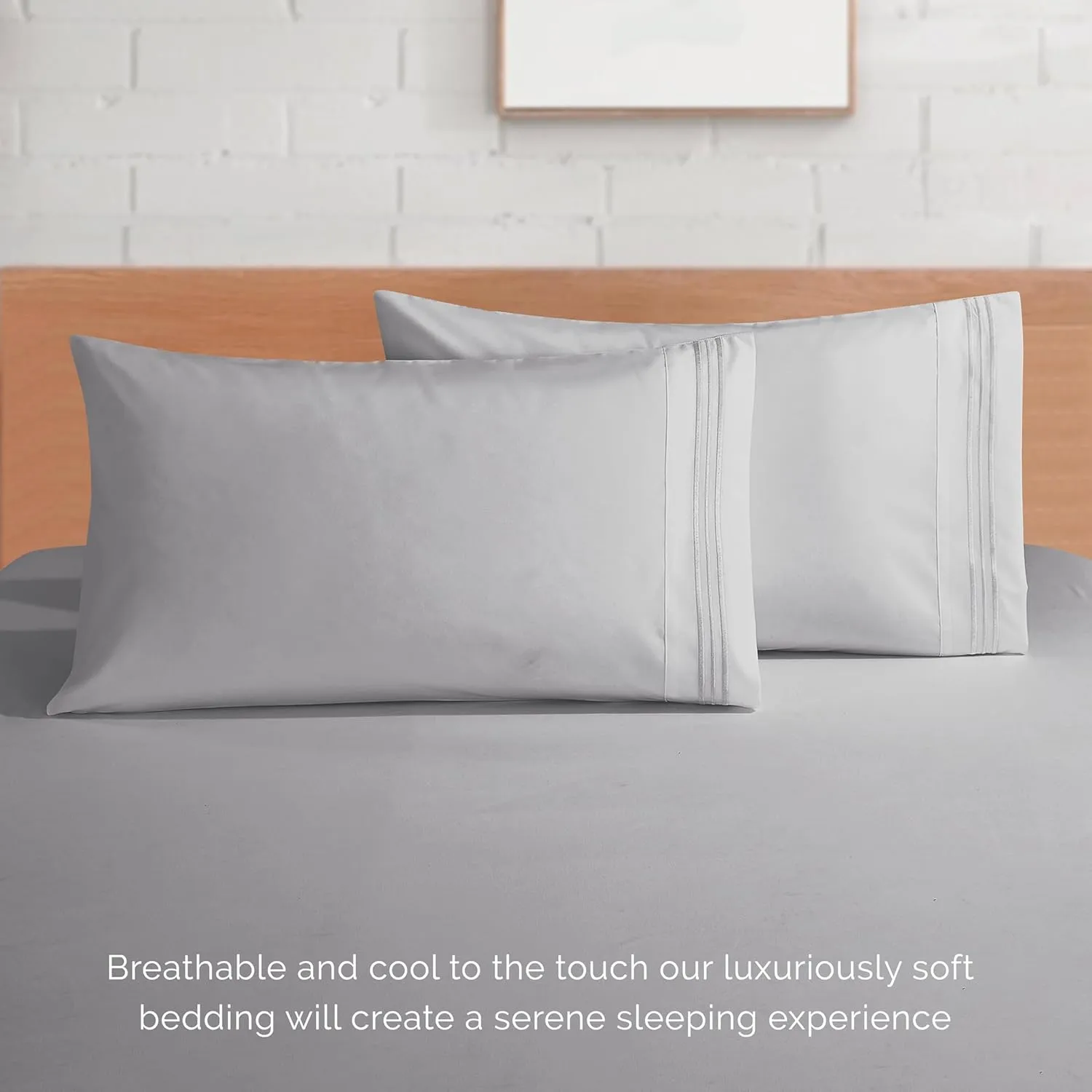 Elegant Comfort Luxury 1500 Premium Hotel Quality Microfiber 4-Piece Sheet Set - Soft, All Around Elastic 18-24 Inches Deep Fitted Sheet - Extra Deep Pocket Sheets, King, Silver Grey