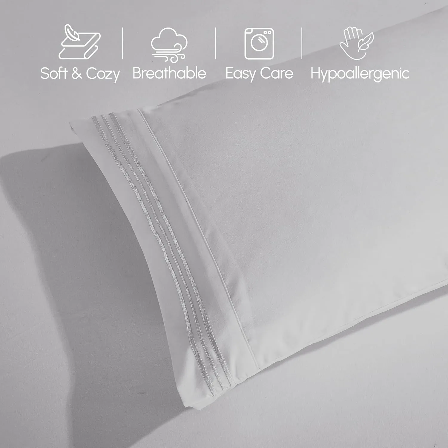 Elegant Comfort Luxury 1500 Premium Hotel Quality Microfiber 4-Piece Sheet Set - Soft, All Around Elastic 18-24 Inches Deep Fitted Sheet - Extra Deep Pocket Sheets, King, Silver Grey