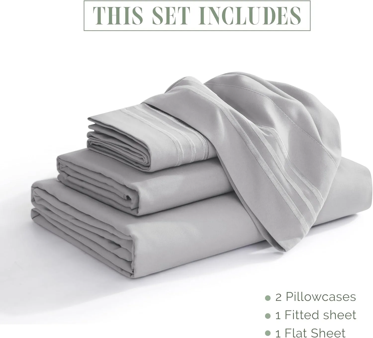 Elegant Comfort Luxury 1500 Premium Hotel Quality Microfiber 4-Piece Sheet Set - Soft, All Around Elastic 18-24 Inches Deep Fitted Sheet - Extra Deep Pocket Sheets, King, Silver Grey