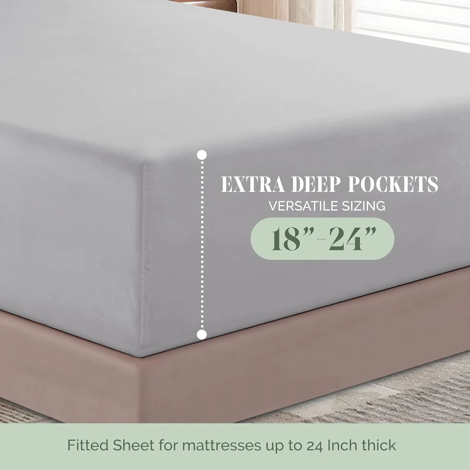 Elegant Comfort Luxury 1500 Premium Hotel Quality Microfiber 4-Piece Sheet Set - Soft, All Around Elastic 18-24 Inches Deep Fitted Sheet - Extra Deep Pocket Sheets, King, Silver Grey