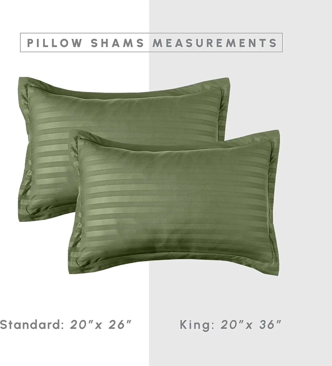 Elegant Comfort Wrinkle Resistant - Silky Soft Dobby Stripe Bed-in-a-Bag 8-Piece Comforter Set - Full/Queen, Sage