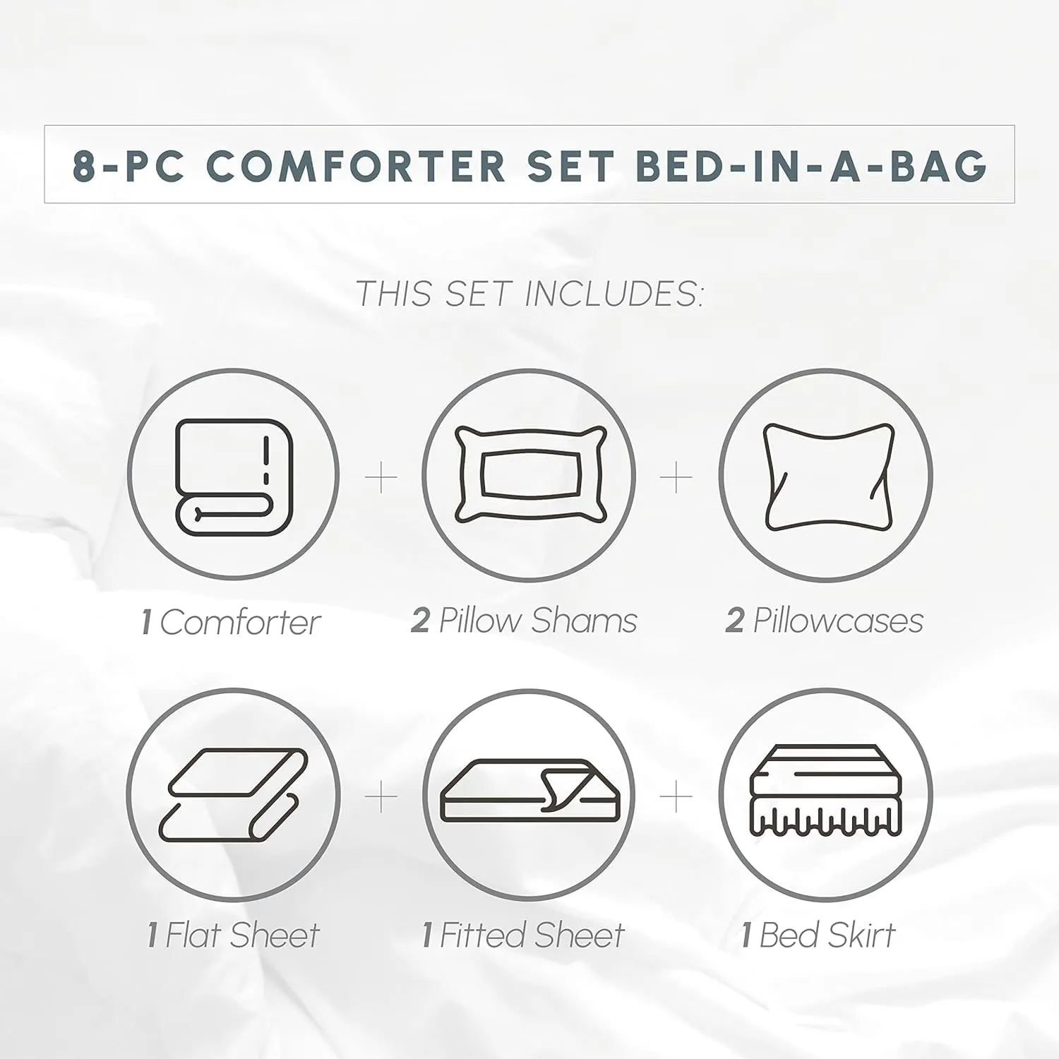 Elegant Comfort Wrinkle Resistant - Silky Soft Dobby Stripe Bed-in-a-Bag 8-Piece Comforter Set - Full/Queen, Sage