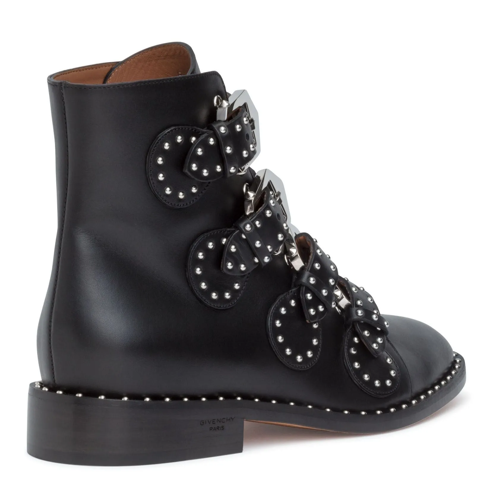 Elegant flat black leather boot