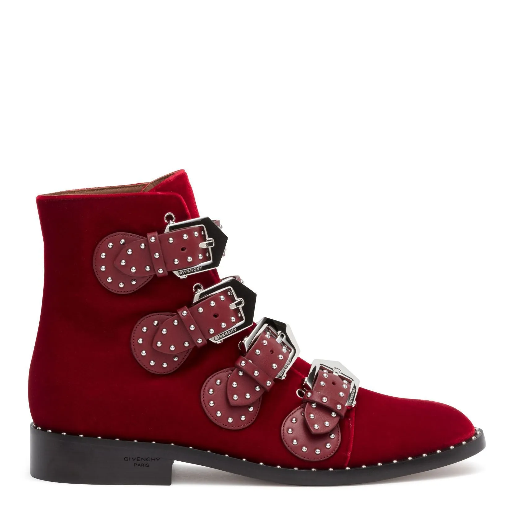 Elegant Flat Dark Red Ankle Boot