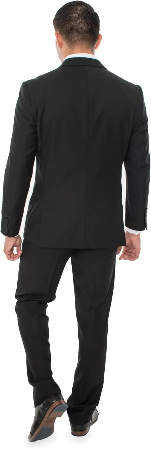 Elegant Men's Black Two Button Three Piece Suit