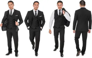 Elegant Men's Black Two Button Three Piece Suit