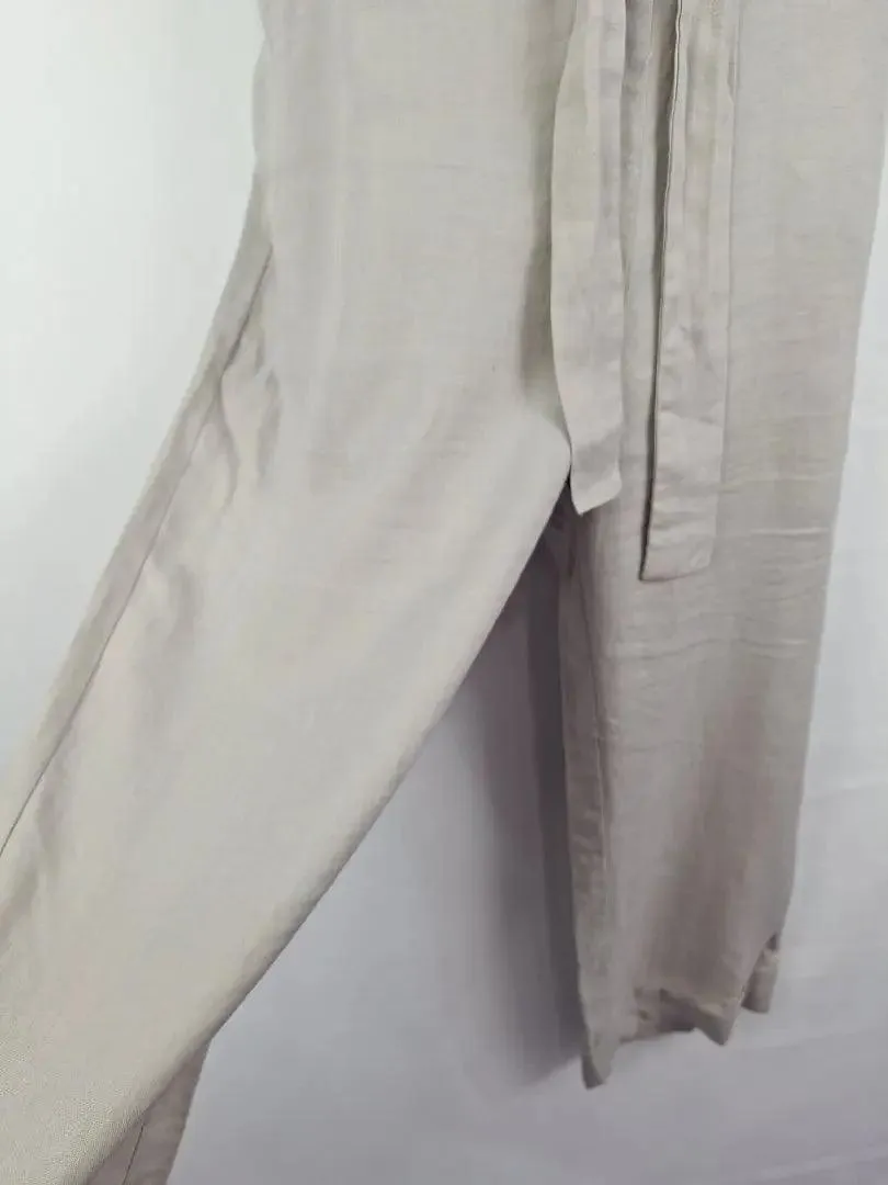 Elk Elegant Belted Roomy Linen Jumpsuit Size 6