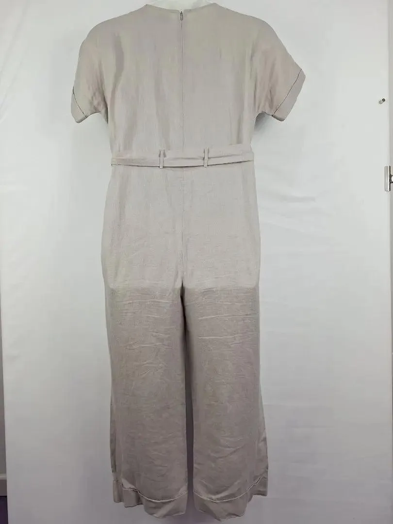 Elk Elegant Belted Roomy Linen Jumpsuit Size 6