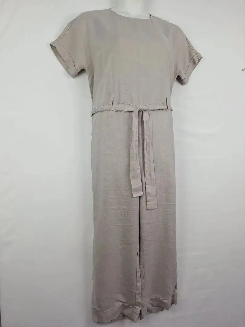 Elk Elegant Belted Roomy Linen Jumpsuit Size 6