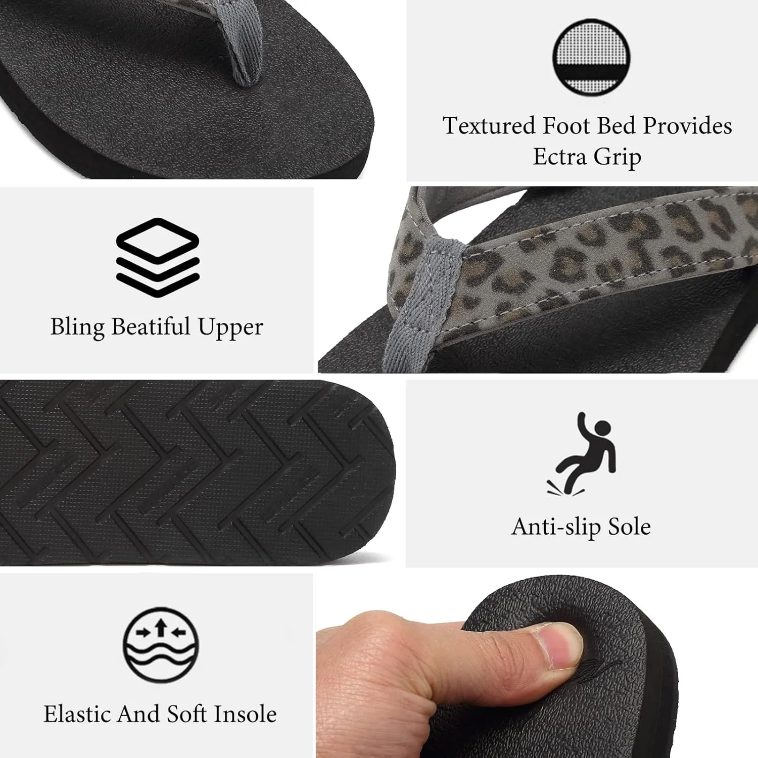EQUICK Women's Flip Flops Arch Support Yago Mat Insole Sandal Casual Slipper Outdoor and Indoor-U219SLT003-N